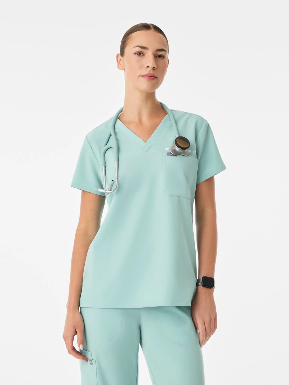 Figs scrub top and wide leg bottoms sea glass